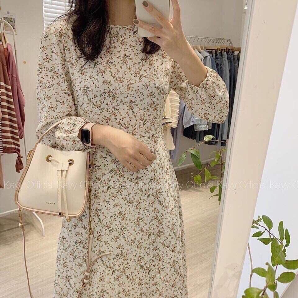 Váy hoa nhí dài tay freesize thiết kế nhẹ nhàng có ảnh thật