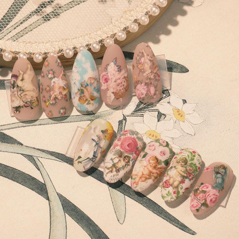 Miếng Dán Trang Trí Móng Tay Họa Tiết Thiên Thần Tình Yêu Xinh Xắn DIY