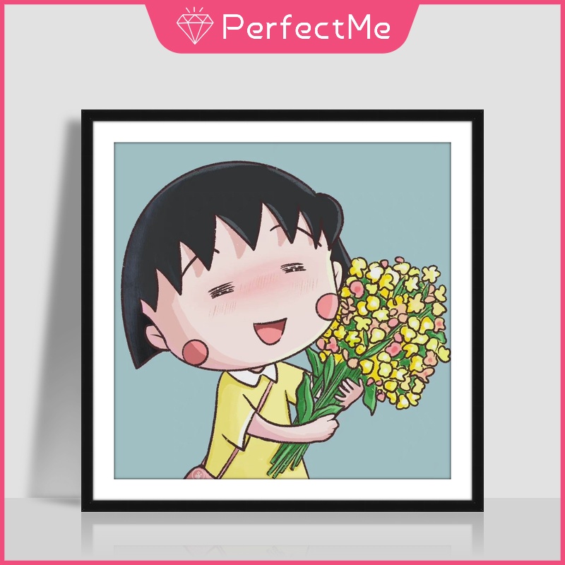 (Hàng Có Sẵn) Bộ Tranh Đính Đá Tự Làm Trang Trí Nhà Cửa Hình Maruko 5D Cỡ 30 X 30Cm