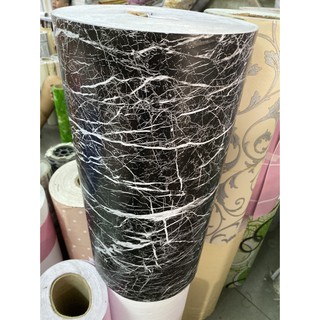DECAL 1M PVC giấy dán tường khổ 45cm đá hao cương đen nứt trắng