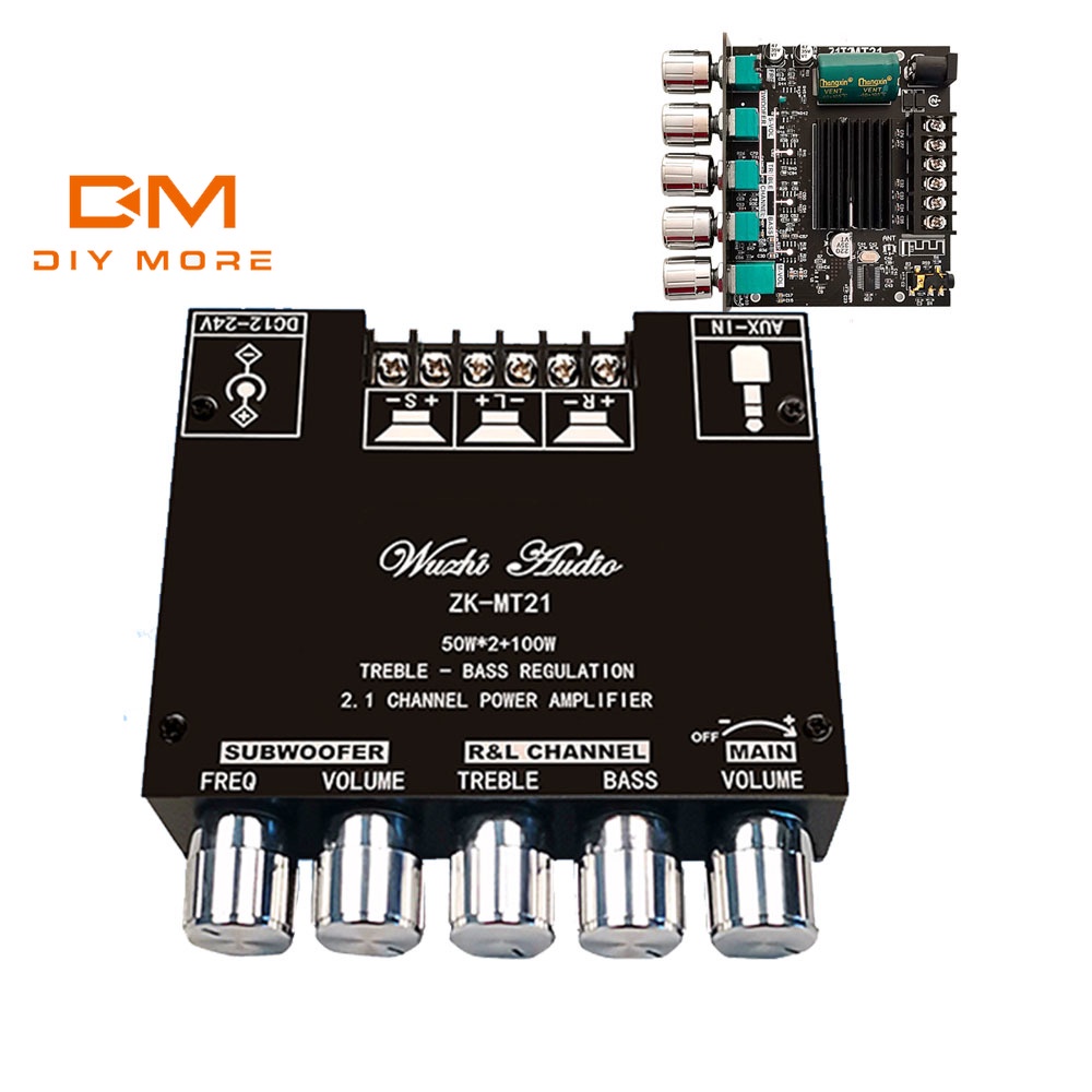Bảng Mạch Khuếch Đại Âm Thanh zk-mt21 mini 2.1 bluetooth 5.0 50wx2 100w Chuyên Dụng