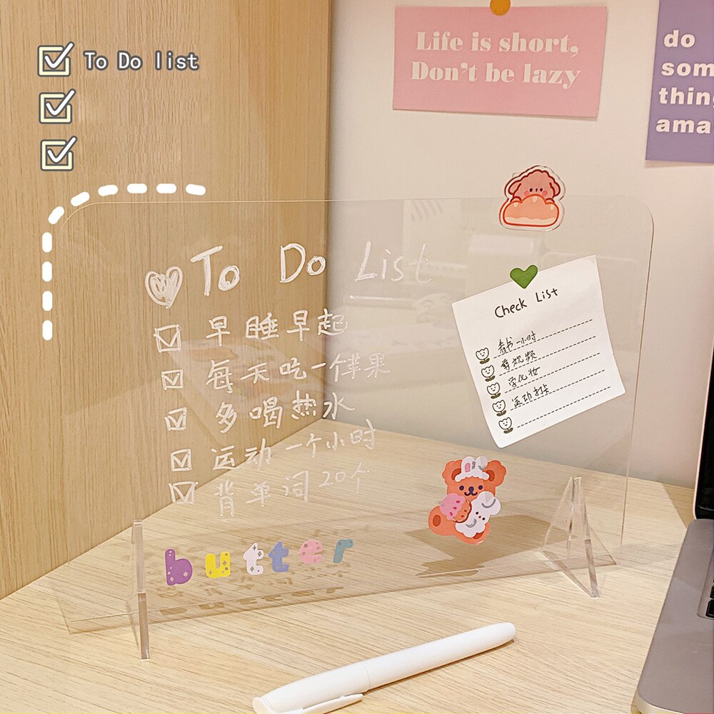Bảng ghi chú bằng acrylic trong suốt có thể xóa và tái sử dụng tiện lợi