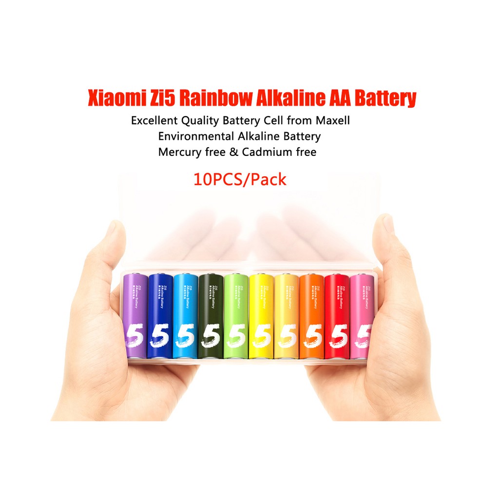 Pin tiểu Pin đũa cao cấp Alkaline chính hãng Xiaomi Rainbow AAA số 7, AA số 5 cho điều khiển, máy đo huyết áp....