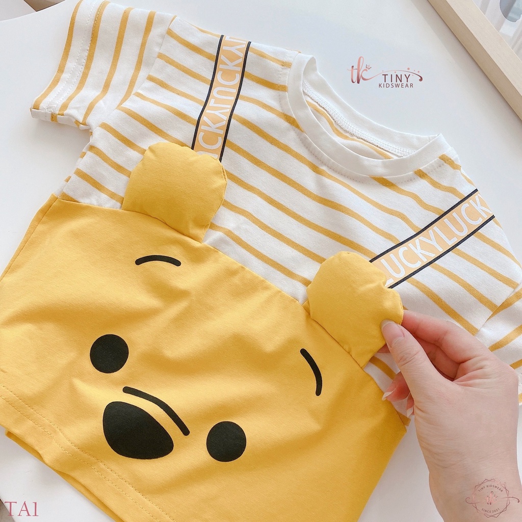 Áo phông hoạt hình ngắn tay cổ tròn chất cotton cho bé trai từ 11-17kg [TA1]