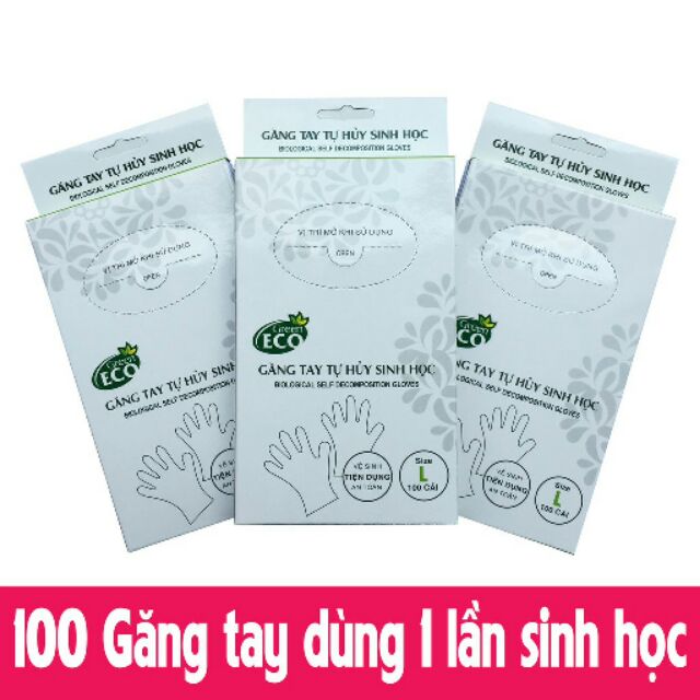 Găng tay dùng 1 lần tự hủy sinh học hộp 100 cái