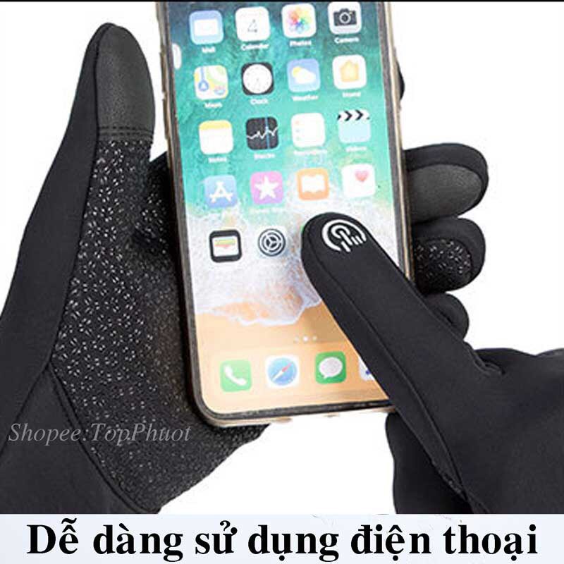 Găng tay nam nữ xe máy cảm ứng điện thoại chống nước chống gió lót nỉ khóa cổ tay siêu ấm sinh nhiệt