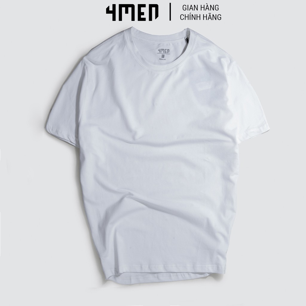 Áo thun nam trơn 4MEN AT051 cổ tròn, ngắn tay, form suông, vải cotton đẹp dày dặn, mềm mịn, co giãn, thoáng mát | BigBuy360 - bigbuy360.vn