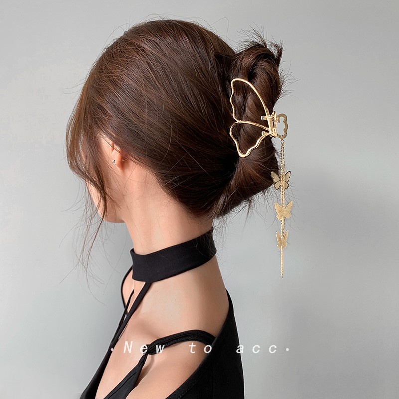 Kẹp tóc bằng kim loại hình bướm đính pha lê sang trọng