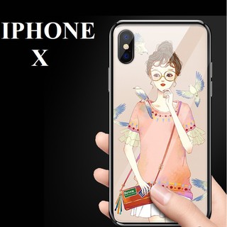 Ốp lưng Iphone kính cường lực hình chim xanh shopsuhao247 Iphone X
