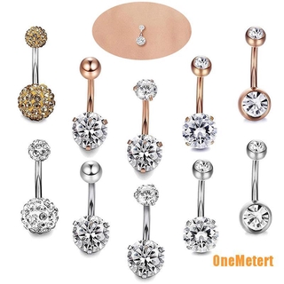 Set 5 khuyên rốn thép không gỉ đính đá pha lê
