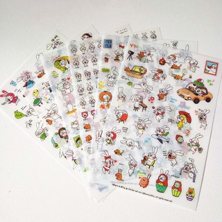 Set 6 Sticker Thỏ Đen Trắng