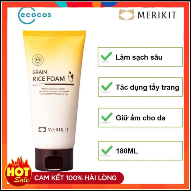 SỮA RỬA MẶT TẨY TRANG CÁM GẠO ⚡FREE SHIP⚡ MERIKIT GRAIN RICE Foam Hàn Quốc 180ml