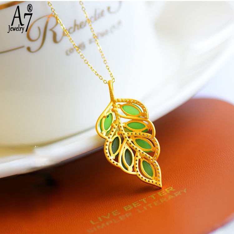 Vòng cổ Bạc S925 Mặt Đá Mã Não Xanh Lá Chống Thấm Nước Lên Màu Nhanh