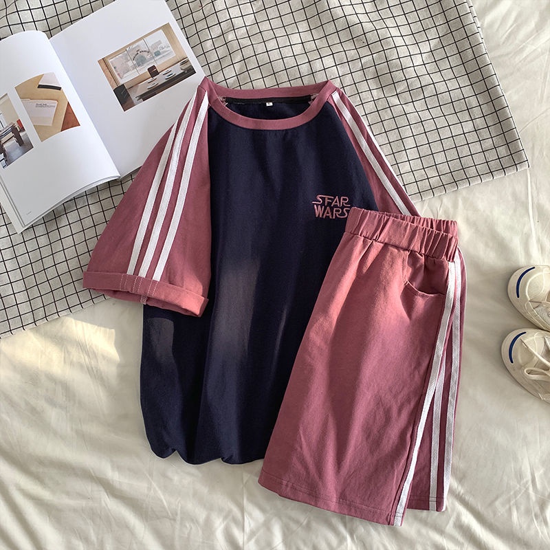 Set Đồ Thể Thao Ngắn Form Rộng Phong Cách Hàn Quốc Cho Nữ