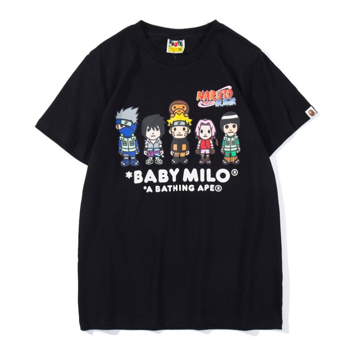 Bape Thời Trang In Áo Thun Cotton Ngắn Tay Unisex