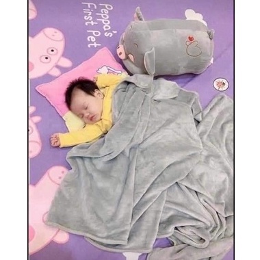 Set Chăn Gối Heo Văn Phòng 2in1 Hình Lợn Con Dễ Thương Kèm Mền Màu