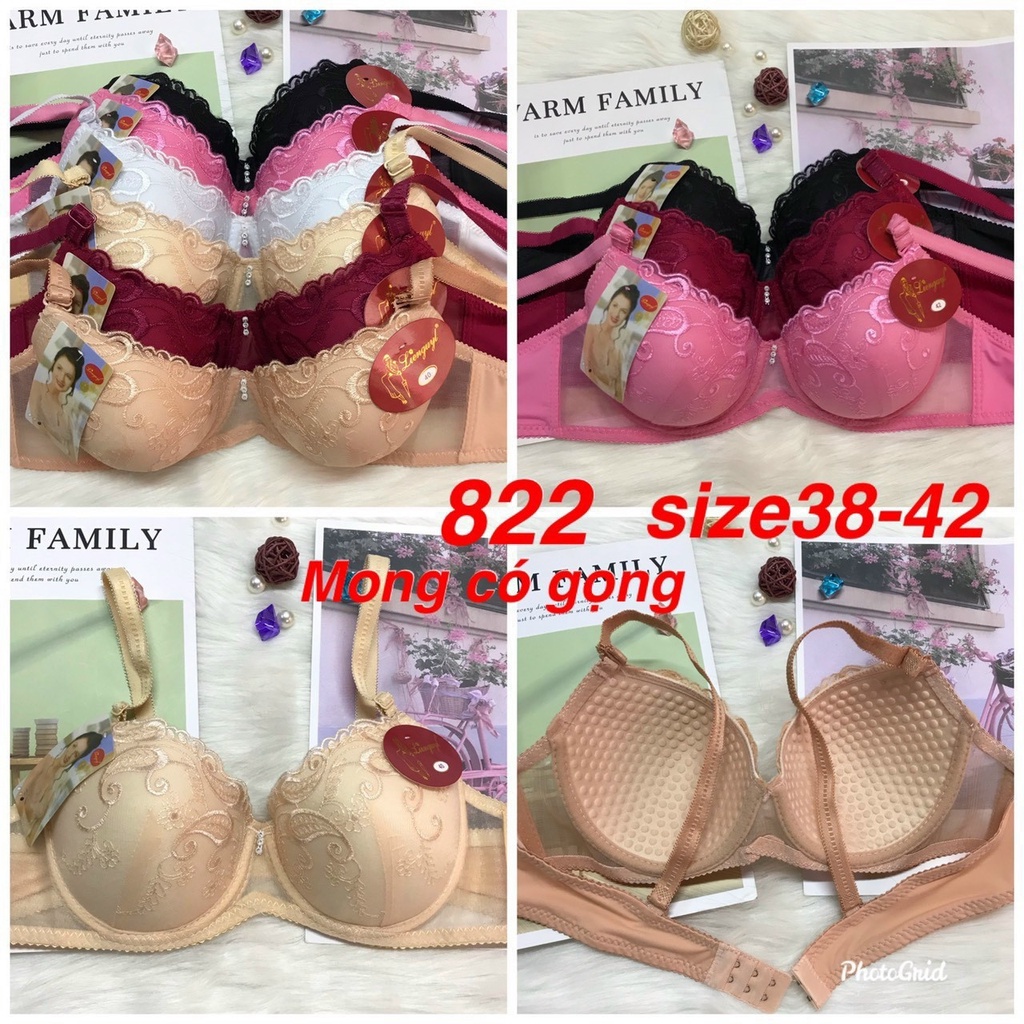 Áo lót nữ ren hoa sang trọng, quý phải CÓ GỌNG Đệm bàn tay nâng ngực cao cấp - Size 38-42