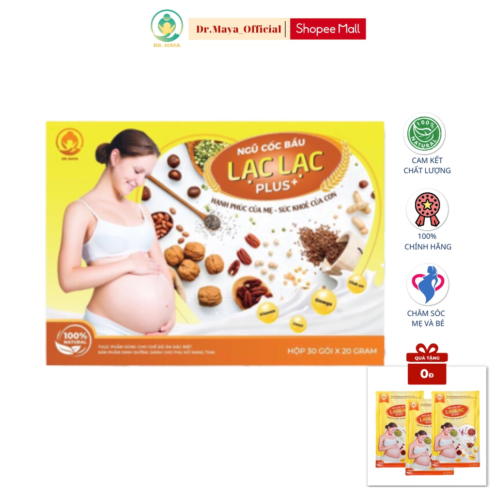 [Hộp 30 gói/600g] Ngũ cốc bầu Lạc Lạc Plus Dr.Maya bổ sung dinh dưỡng cho mẹ bầu