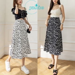 Chân váy midi cạp cao dáng dài chữ A hoạ tiết da báo - JBDP509