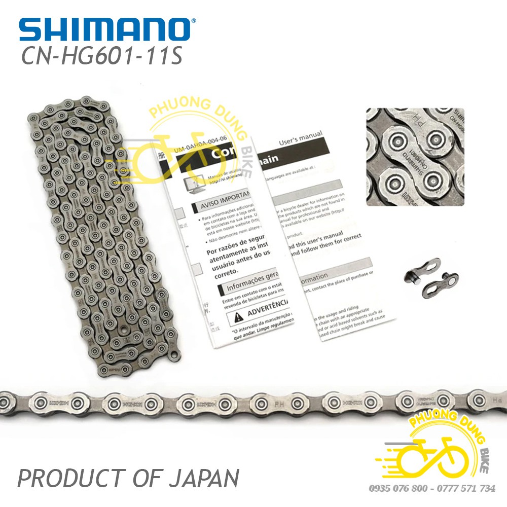 Xích sên xe đạp Shimano 105 CN HG601 11 speed - Quick Link - Fullbox Hàng Chính Hãng