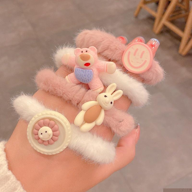Set 5 dây buộc tóc co giãn gắn phụ kiện trang trí dễ thương cho bé gái