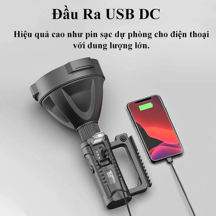 Đèn pin siêu sáng cầm tay W590,W591 công xuất lớn chiếu xa 1000m có chân đế chống nước kèm sạc,đèn pin cắm trại dã ngoại