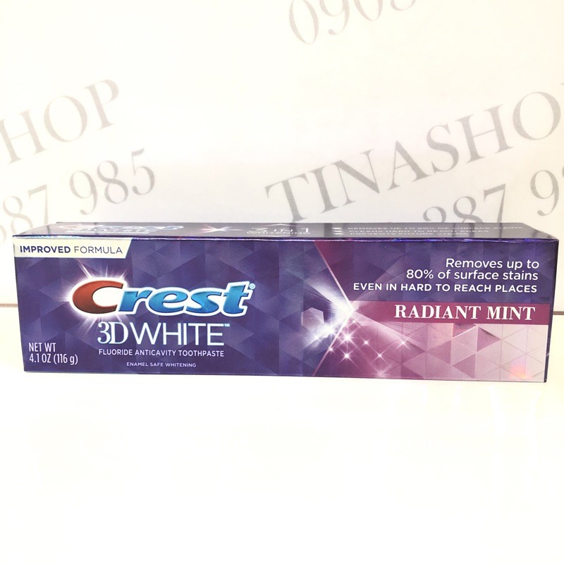 Kem đánh răng crest 3D  ❤ FREESHIP ❤ Crest 3D White Brilliance 116gr – Kem trắng răng crest hộp