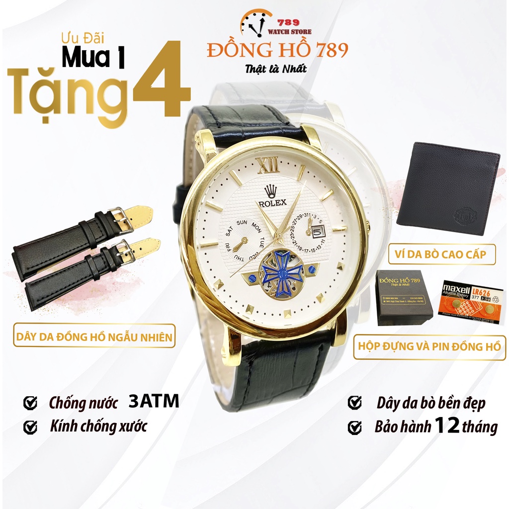 Đồng Hồ NAM R0.LEX R075B Chống Nước - TẶNG 1 Ví Da, 1 Bộ Dây Da + 2 pin AG4