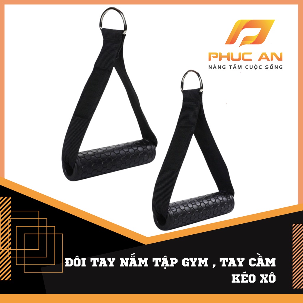Đôi tay nắm tập gym, tay cầm kéo xô ngực, tay nắm chữ D, tay nắm kéo vai đôi hẹp, tay cầm móc tập gym tại nhà