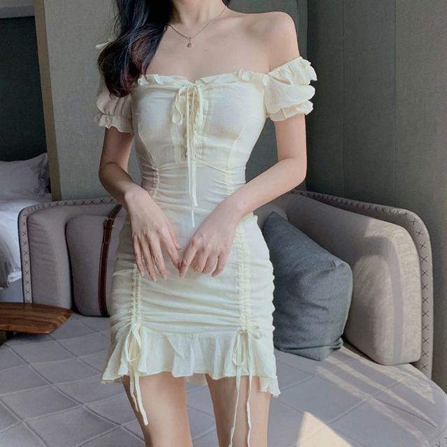 [Sẵn] Ảnh thật phía sau Đầm voan dây rút loại đẹp size SML | BigBuy360 - bigbuy360.vn