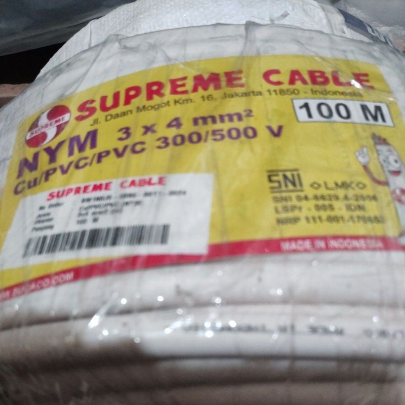 Dây Cáp 3x4 / Đồng Nguyên Chất Của Supreme SNI