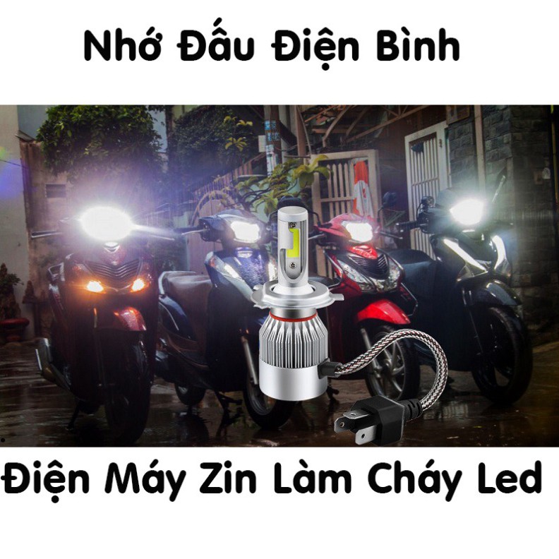 Bóng Đèn Led Pha Xe Máy Tăng Sáng , Đèn Trợ Sáng Chân H4 Phụ Kiện Đồ Chơi Xe Mô Tô ( video ảnh thật )