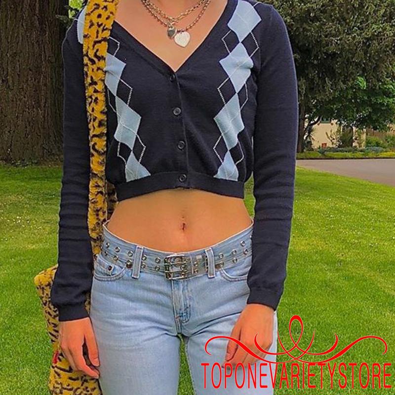 Áo cardigan dệt kim tay dài cổ chữ V họa tiết sọc trẻ trung cho nữ | BigBuy360 - bigbuy360.vn