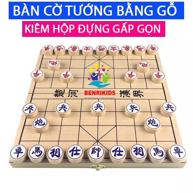 Bàn Cờ Tướng Bằng Gỗ Tự Nhiên Benrikids Có Hộp Đựng Tiện Lợi