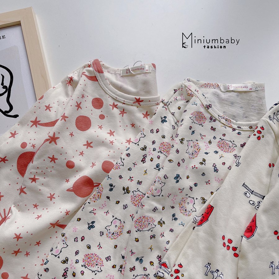 Bộ dài tay da báo, tim nhỏ phối cổ sen kẹp bèo, chất liệu cotton nỉ, giữ nhiệt siêu tốt, miniumbabyfashion SB1296