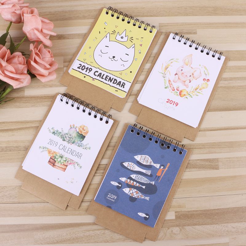 Lịch Để Bàn 2019 Họa Tiết Hoạt Hình Dễ Thương Đa Chức Năng