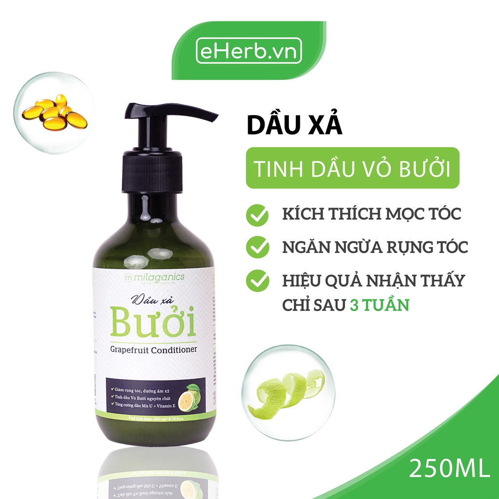 [NEW VERSION] Dầu Xả Bưởi Nuôi Dưỡng Tóc, Phục Hồi Tóc Hư Tổn Từ Tinh Dầu Bưởi Nguyên Chất MILAGANICS 260ml (Chai)