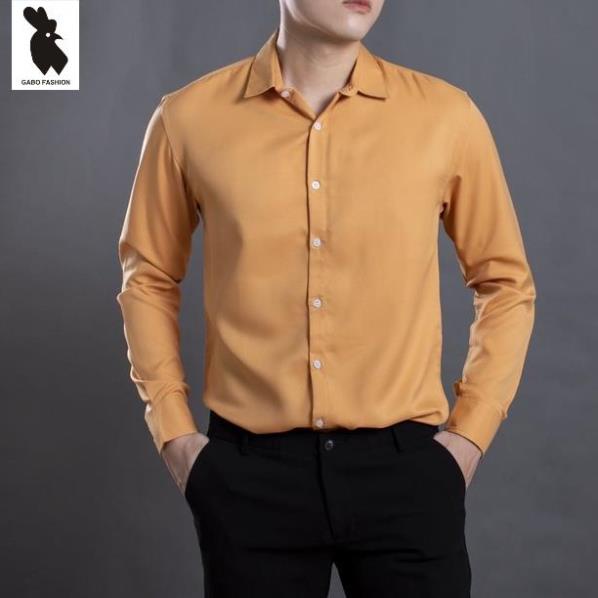 Áo sơ mi nam dài tay Ttnpigo - 1523B , Màu vàng bò, đỏ đô tươi trẻ, Chất mịn mát không xù lông