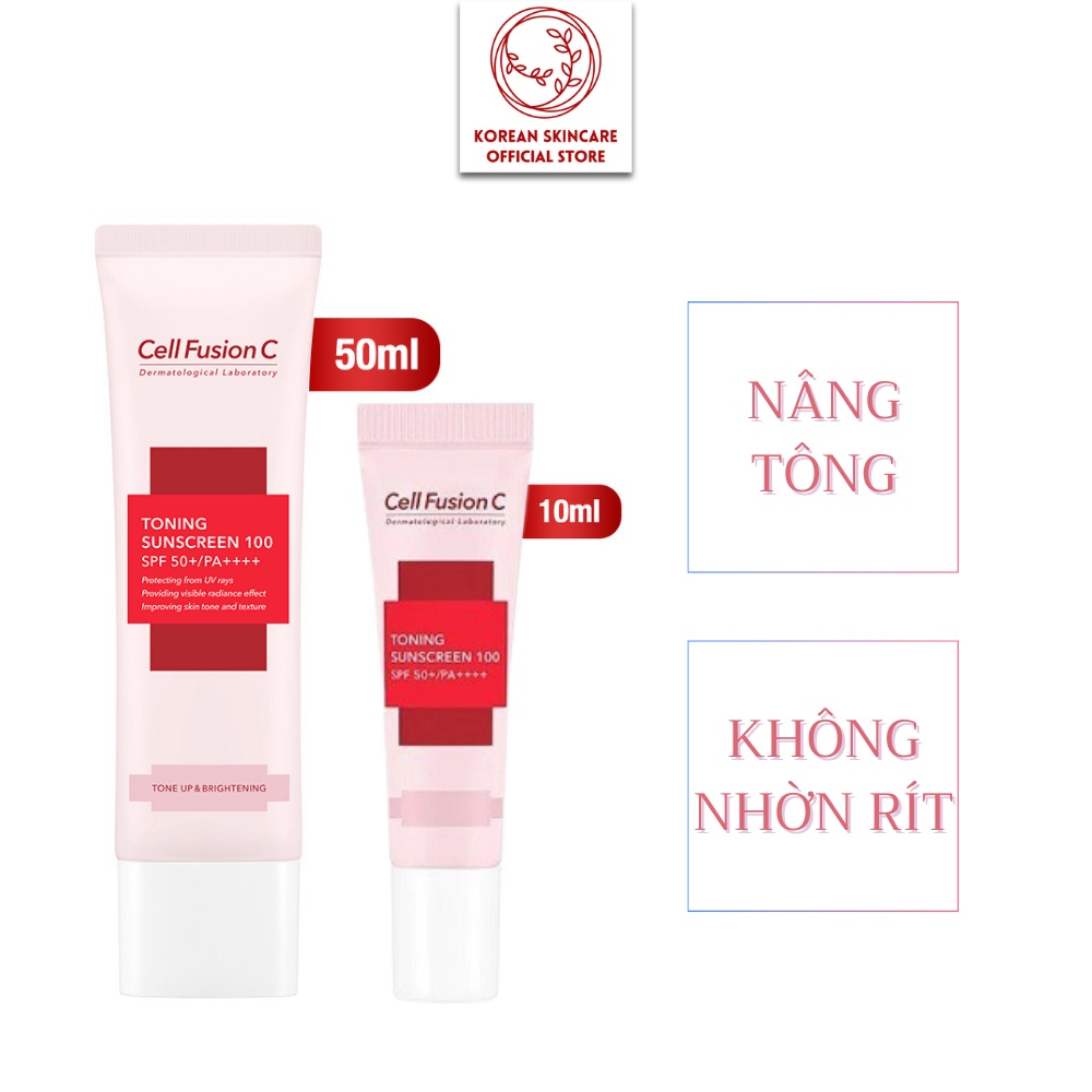 Kem chống nắng nâng tông Cell Fusion C Toning Sunscreen màu hồng 50ml làm đều màu da, dưỡng da, cấp ẩm SPF50+/PA++++