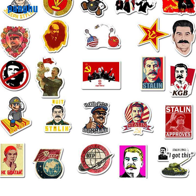 Bộ 50 Miếng Dán Chữ Russia Soviet Trang Trí Đa Năng
