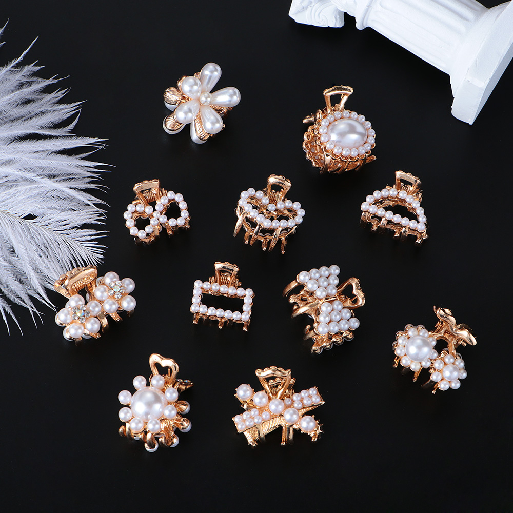 Kẹp Tóc Càng Cua Mini Đính Ngọc Trai Nhân Tạo Cho Nữ