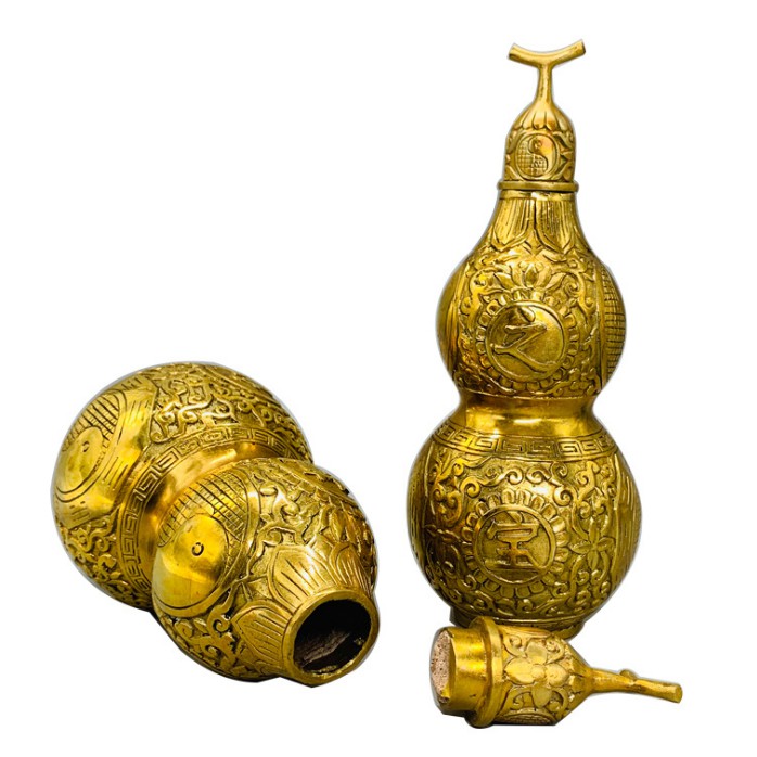 Hồ Lô Bát Quái đồng vàng  loại to 19cm