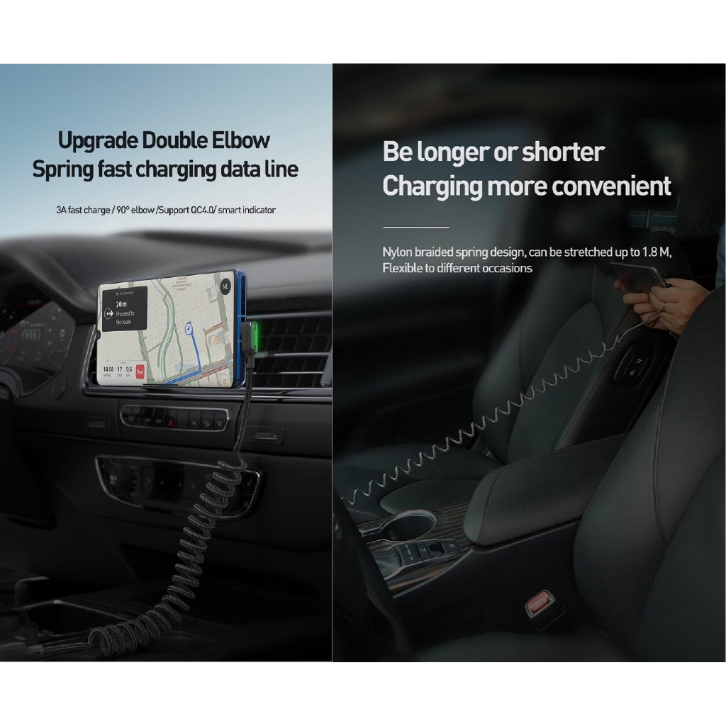 Cáp sạc điện thoại di động trên xe hơi bẻ góc 90 độ 3A Type C QC4.0