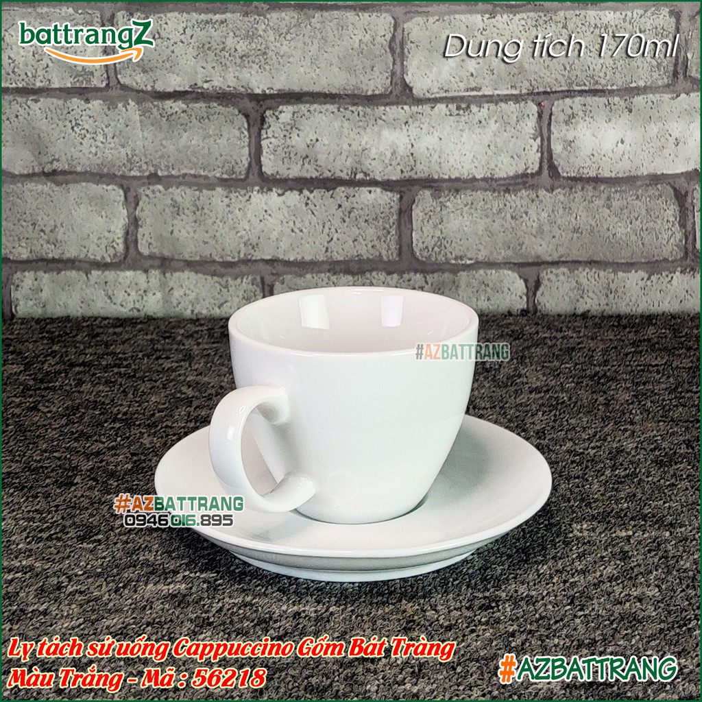 Ly tách sứ Bát Tràng uống cafe Cappuccino men sứ trắng thấu quang