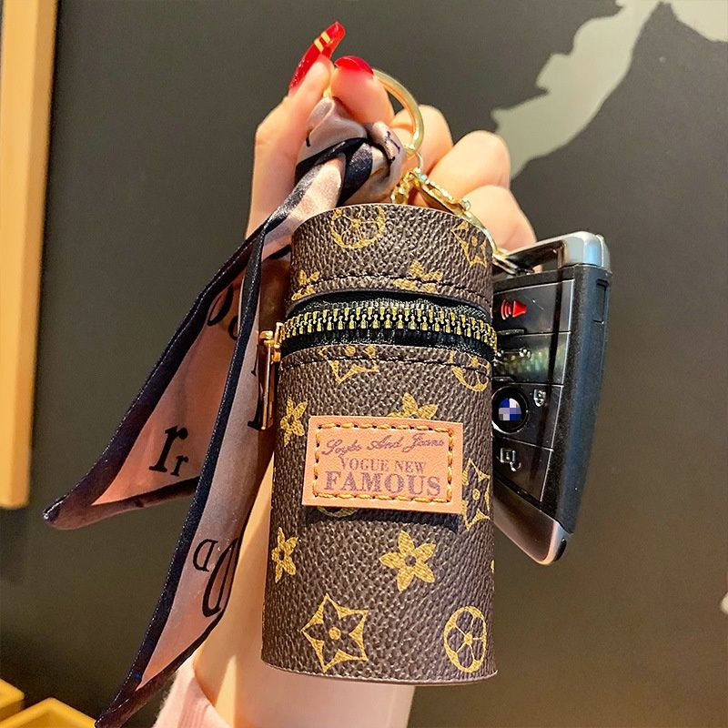 Móc khóa túi trống L.V khóa kéo đựng đồ đẹp sang trọng