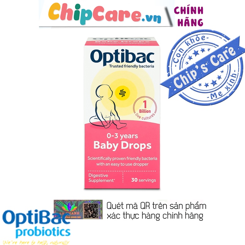 Men vi sinh Optibac for your baby drops mới cho bé từ 0-3 tuổi