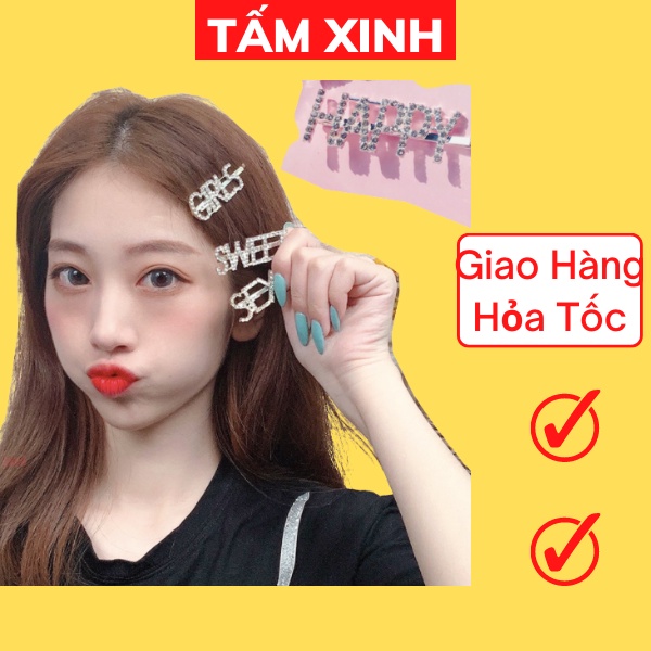 Kẹp mái gắn chữ đính đá cao cấp, hot girl sang chảnh - KM_CHU