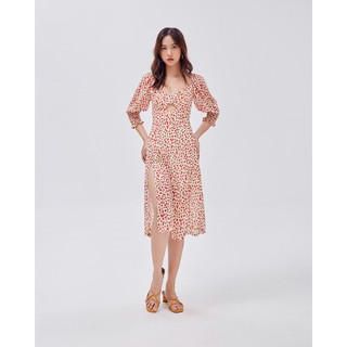 Đầm maxi SheByShj tay bồng cutout hoạ tiết cherry - Cerise Dress