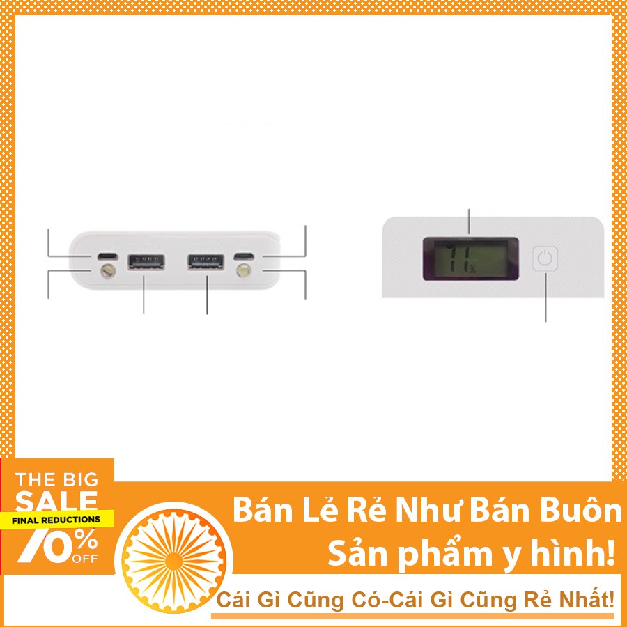 Sạc dự phòng 8 pin hiển thị LCD 10000mah đã có pin sẵn