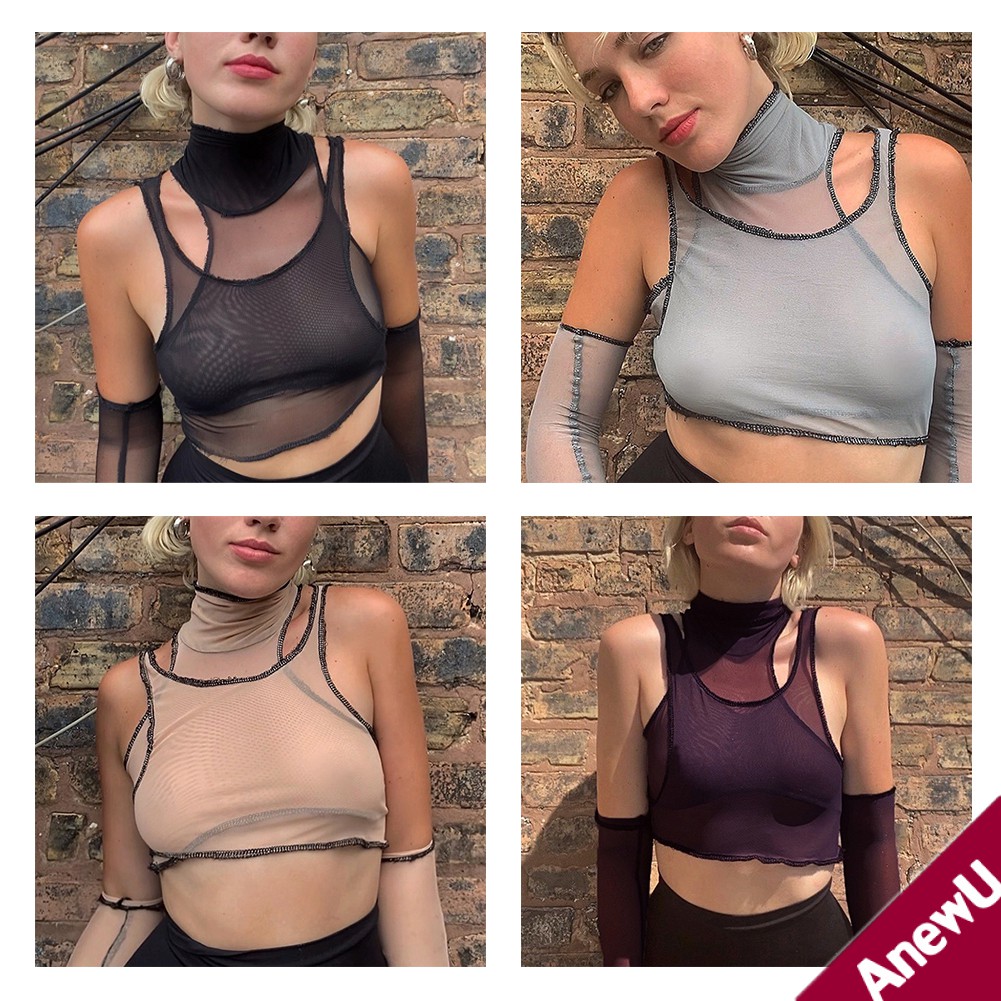 Áo Lưới Xuyên Thấu Không Tay Gợi Cảm Cho Nữ